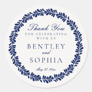 Blue Talavera Tile Spanish Fiesta Wedding Favour Classic Round Sticker