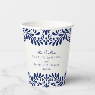 Blue Talavera Tile Spanish Fiesta Wedding Paper Cups