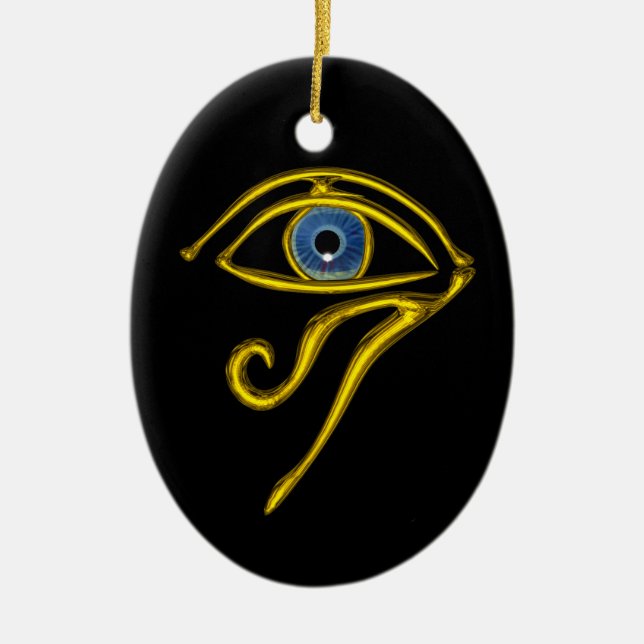 BLUE TALISMAN , Black Ceramic Ornament (Front)