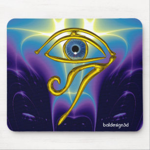 BLUE TALISMAN / GOLD HORUS EYE MOUSE PAD