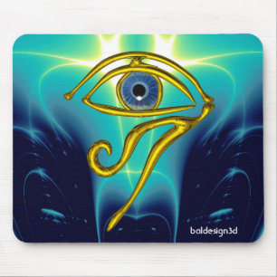 BLUE TALISMAN / GOLD HORUS EYE MOUSE PAD
