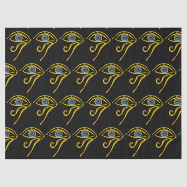 BLUE TALISMAN HORUS EYE Gold Black Egytian Pattern Tissue Paper (Front)