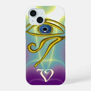 BLUE TALISMAN MONOGRAM  Teal, Purple White iPhone 15 Case