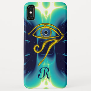 BLUE TALISMAN MONOGRAM  Teal, Turquoise White iPhone XS Max Case