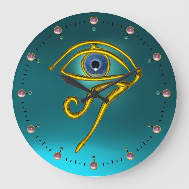 BLUE TALISMAN , Turquoise Teal Large Clock (Front)
