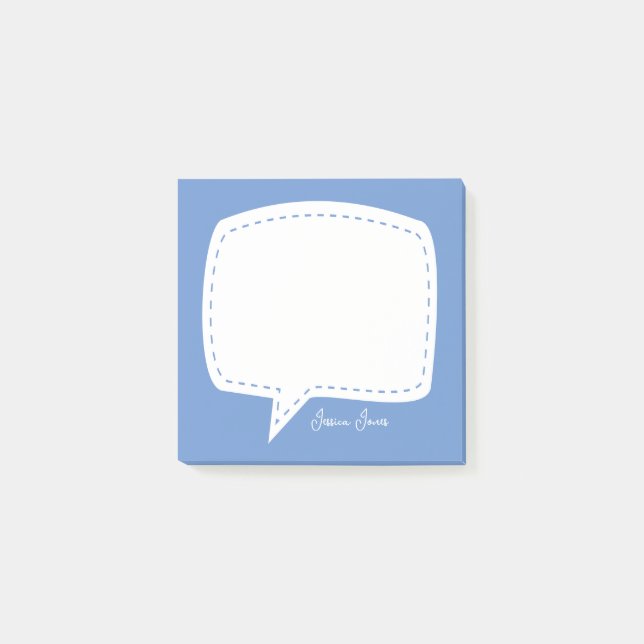 blue Talk Bubble Personalized Name speech bubble Post-it Notes (Front)