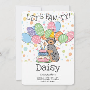 Blue Tan Aussiedoodle Anniversaire Fête Invitation