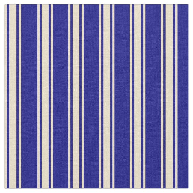 Blue & Tan Coloured Lines Pattern Fabric (Close Up)