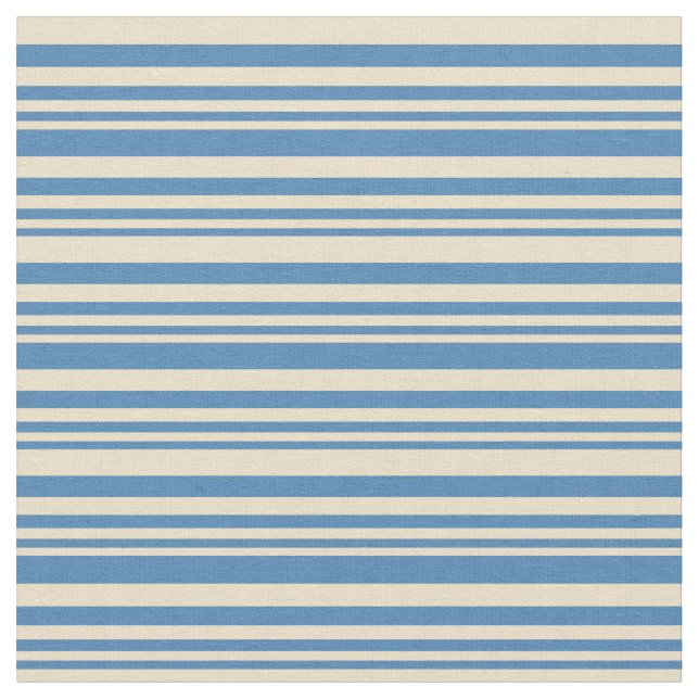 Blue & Tan Coloured Stripes Fabric (Close Up)