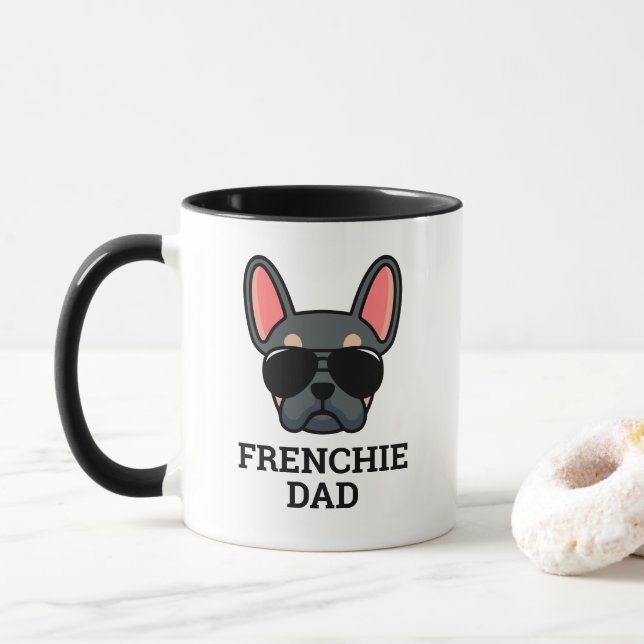 Blue Tan French Buldog Frenchie Chien Papa Mug (Avec donut)