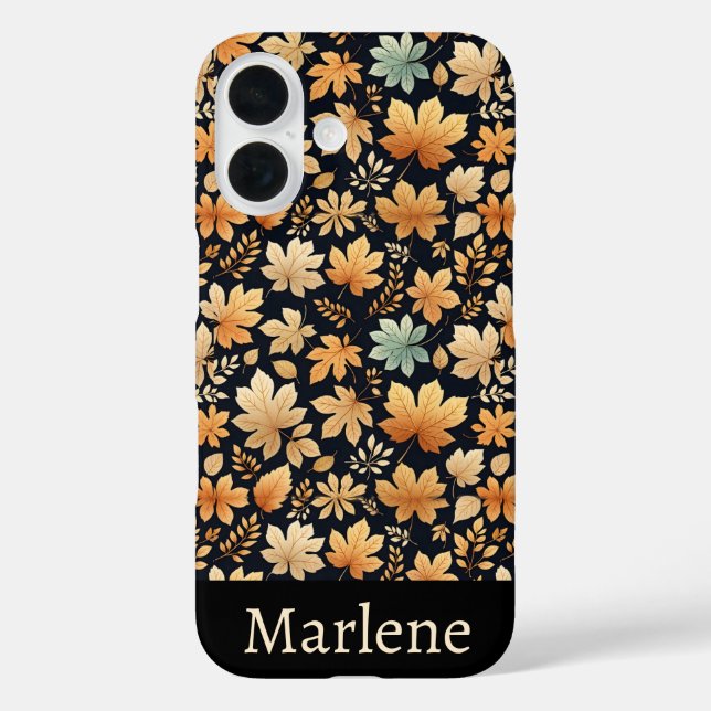 Blue Tan Ivory Autumn Leaves Case-Mate iPhone Case (Back)