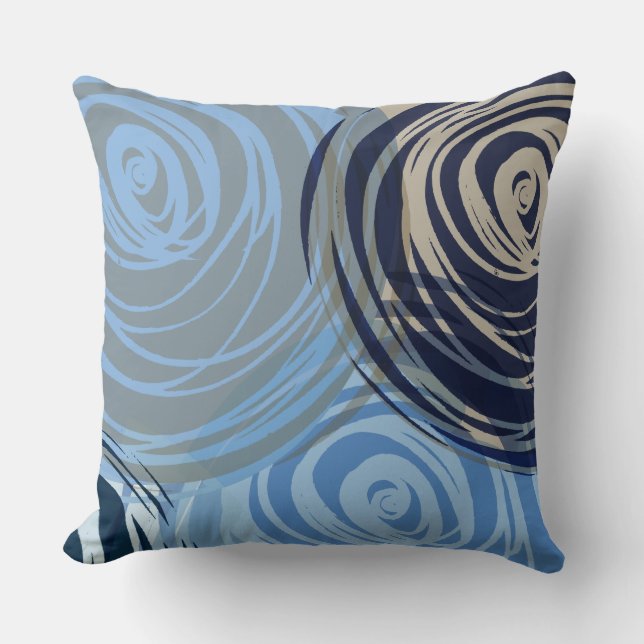 BLUE TAN SPIRAL DESIGN Retro Throw Pillow (Front)