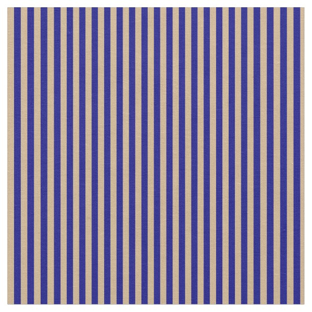 Blue & Tan Striped Pattern Fabric (Close Up)