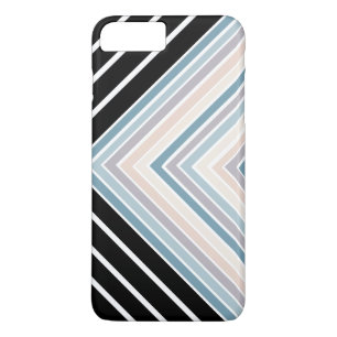 Blue Tan stripes plus black and white stripes iPhone 8 Plus/7 Plus Case