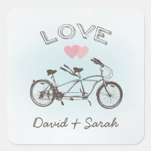 Blue Tandem Bicycle Love Sticker