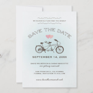 Blue Tandem Bicycle Save The Date Announcement