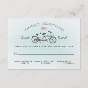 Blue Tandem Bicycle Wedding RSVP Card