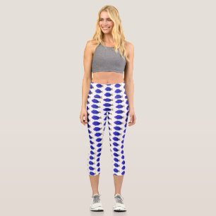 Blue tang fish cartoon illustration  capri leggings
