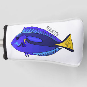 Blue tang fish cartoon illustration golf head cover