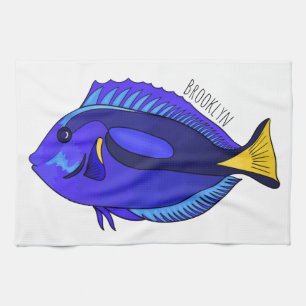 Blue tang fish cartoon illustration kitchen towel