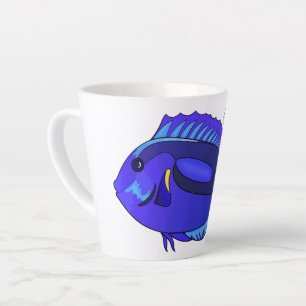 Blue tang fish cartoon illustration latte mug