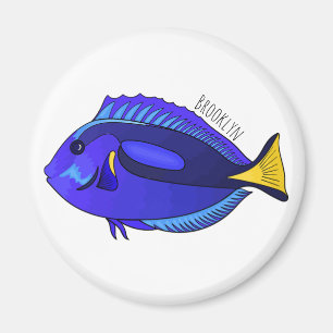 Blue tang fish cartoon illustration magnet