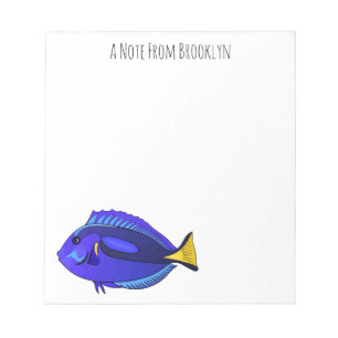 Blue tang fish cartoon illustration notepad