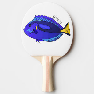 Blue tang fish cartoon illustration ping pong paddle