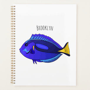 Blue tang fish cartoon illustration planner