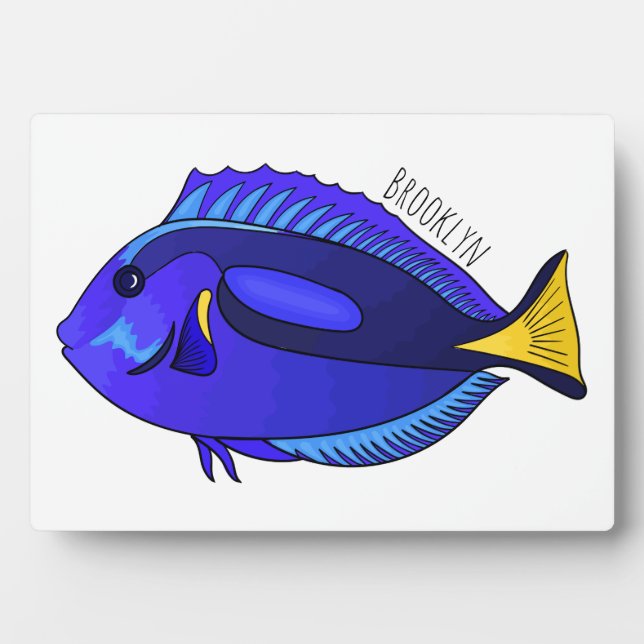 Blue tang fish cartoon illustration  plaque (Front)