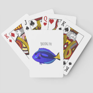 Blue tang fish cartoon illustration playing cards