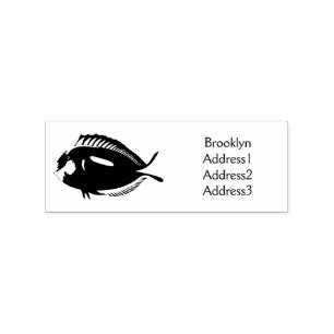 Blue tang fish cartoon illustration rubber stamp