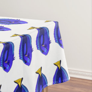 Blue tang fish cartoon illustration  tablecloth