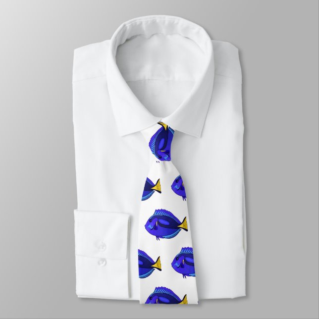 Blue tang fish cartoon illustration  tie (Tied)
