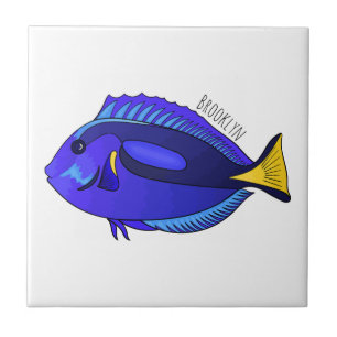 Blue tang fish cartoon illustration tile