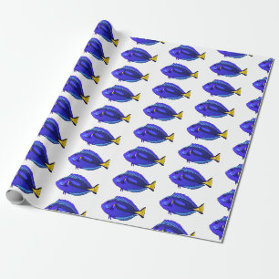 Blue tang fish cartoon illustration wrapping paper