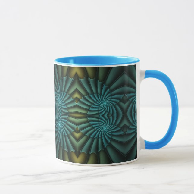 Blue Tango Bright Blue Abstract Spiral Mug (Right)