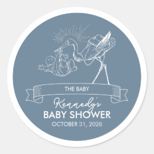 Blue Tarot Baby Shower Classic Round Sticker