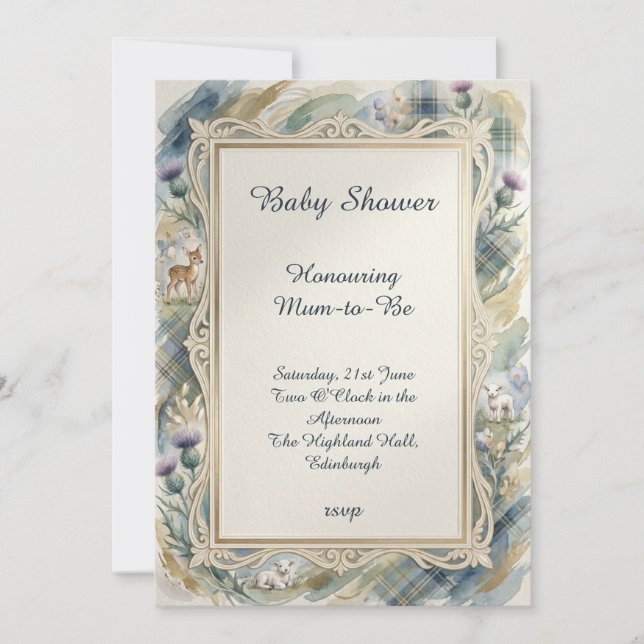 Blue Tartan Baby Shower Invitation (Front)