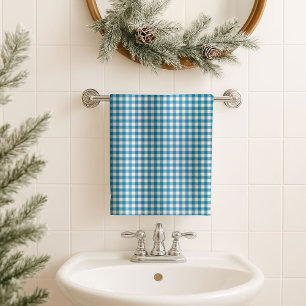Blue Tartan Bath Towel Rugged Gift for His Space