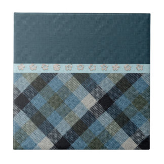 Blue Tartan Ceramic Tile