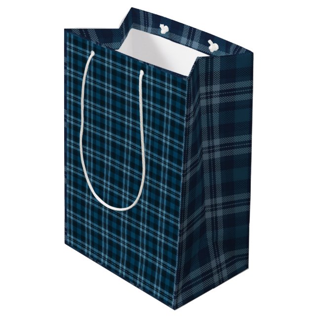Blue Tartan Gift Bag (Back Angled)