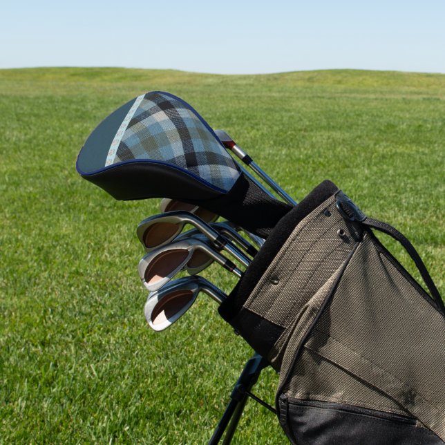 Blue Tartan Golf Head Cover (In Situ)