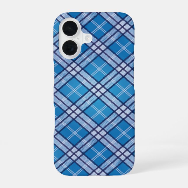 Blue Tartan iPhone 16 Case (Back)