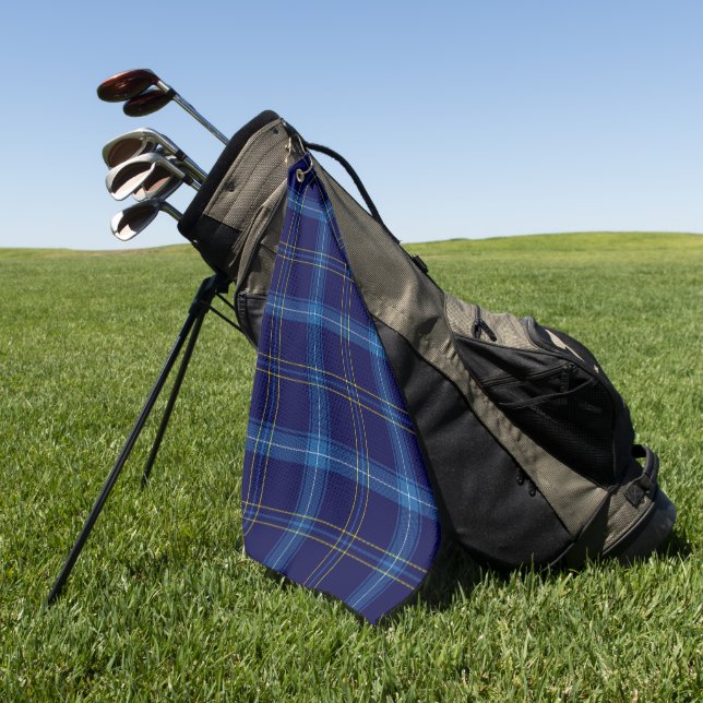 Blue Tartan Pattern Golfer's Towel (Green)