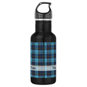Blue tartan plaid 532 ml water bottle