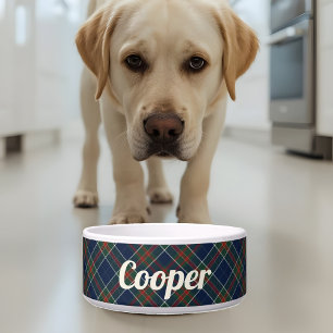 Blue Tartan Plaid Personalized Name Dog 
