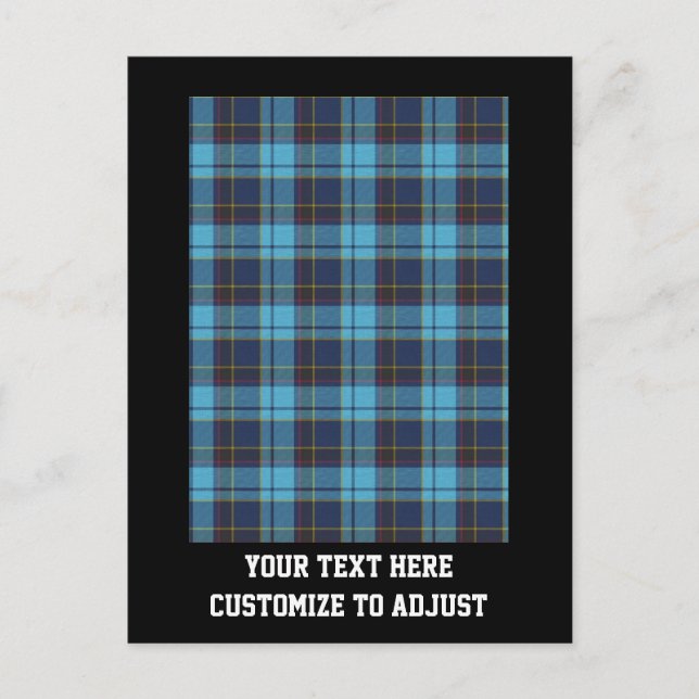 Blue tartan plaid postcard (Front)