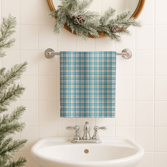 Blue Tartan Towel – Yellow Accent Gift for Men (Blue Tartan Towel – Yellow Accent Gift for Men)
