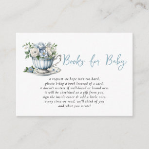 Blue Tea Party Boy Baby Shower Book Request  Enclosure Card